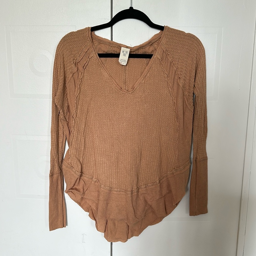 WE THE FREE Long Sleeve Oversized Waffle Knit Top